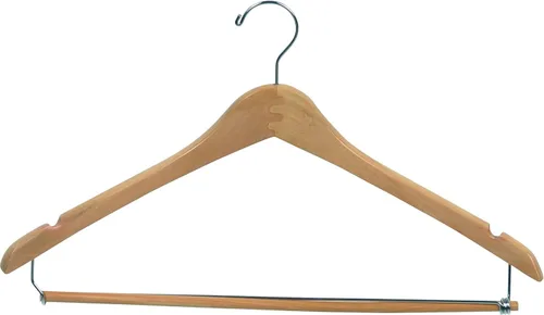 Miniatura 5 de Perchas de madera (paquete de 100) – Percha de madera Wishbone con gancho cromado, sin barra, 17 pulgadas, madera natural