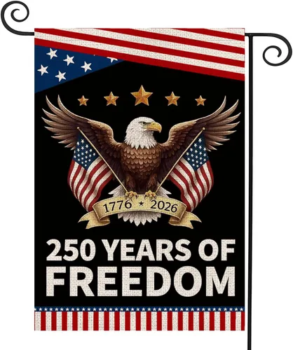 Miniatura 11 de Banderas de jardín con el 250 aniversario de Estados Unidos para exteriores, bandera de Estados Unidos con diseño de águila, decoración patriótica