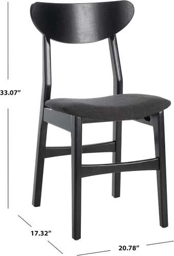 Miniatura 11 de SAFAVIEH Furniture Lucca - Juego de 2 sillas de comedor retro, color negro, madera, diseño tapizado de mediados de siglo, ideal para comedor, Cojín