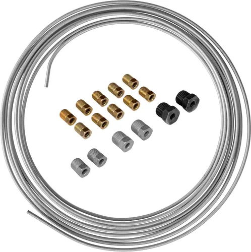 Miniatura 6 de 4LIFETIMELINES Kit de línea de freno, tubo de acero galvanizado, bobina de tubería de línea de freno de 1/4 pulgadas x 25 pies, con 16 accesorios