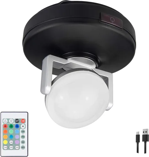 Miniatura 11 de BIGMONAT Foco inalámbrico que funciona con pilas, luz de imagen RGB con control remoto y temporizador, lámpara de visualización que cambia