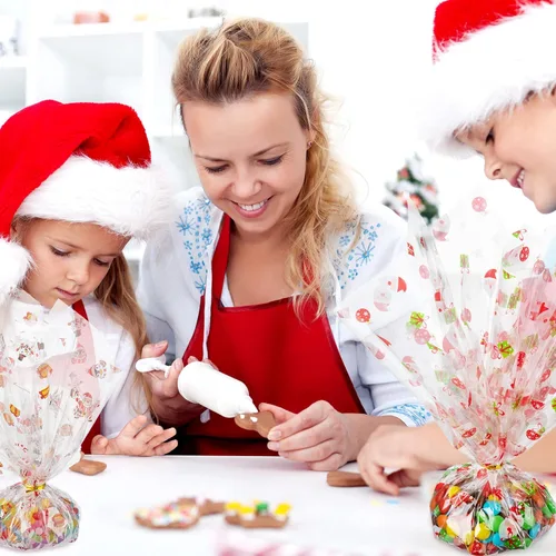 Miniatura 6 de Fainne Total 295 pies 3 rollos de celofán de Navidad de 15.8 pulgadas x 98.4 pies, 2.5 mil de grosor, celofán transparente de Feliz Navidad