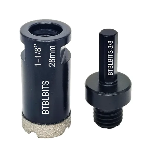 Miniatura 10 de Broca de núcleo de diamante seco de 1 pulgada (0.984 in), brocas de rosca 5/8-11 para azulejos, amoladora angular soldada al vacío, sierra