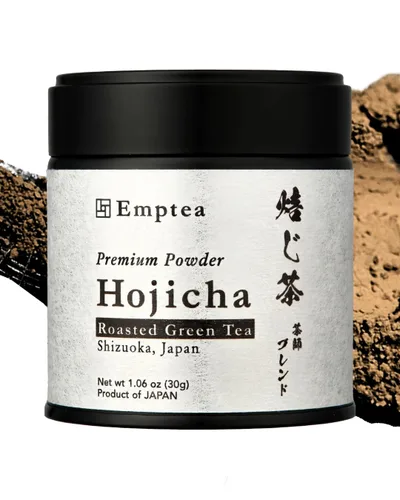 Emptea Polvo de Hojicha prémium de grado ceremonial (orgánico) para café con leche, polvo de té verde tostado japonés First Harvest de Shizuoka