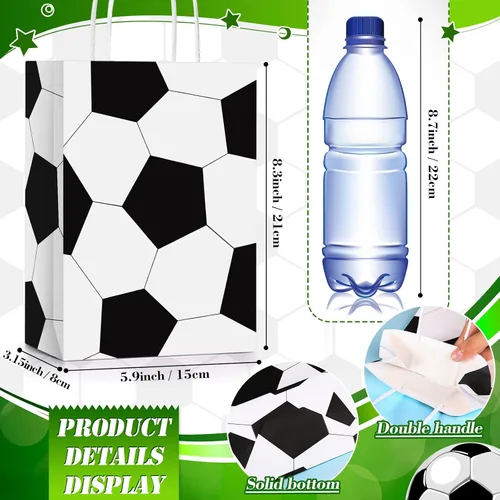 Miniatura 4 de TaoBary 24 bolsas de regalo para fiestas deportivas, fútbol, béisbol, deportes, bolsas de regalo con asas para decoración de fiesta de cumpleaños