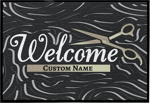 VictoryStore Tapete de bienvenida personalizado para peluquería – Tapete de 24 x 36 pulgadas con logotipo – Alfombra de peluquería personalizada –