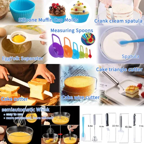 Miniatura 5 de Kit de decoración de pasteles, suministros de decoración de pasteles, juego de 515 piezas de suministros para hornear con 3 juegos de moldes