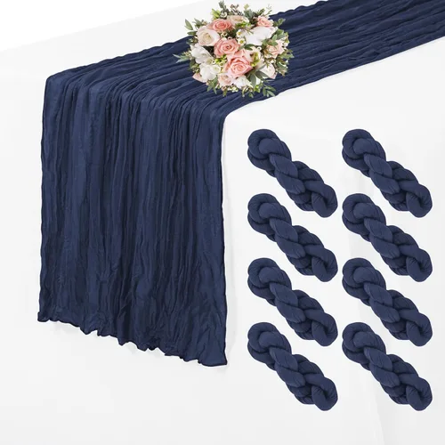 Paquete de 8 caminos de mesa de estopilla de 35 x 70 pulgadas de largo, bohemios, de gasa, semitransparentes de 6 pies para decoración de bodas,