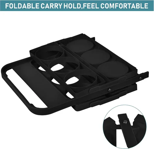 Miniatura 3 de Portavasos portátil de plástico, portavasos plegable con asa, portador de bebidas de 6 agujeros plegable, ideal para conductores de automóvil Eats