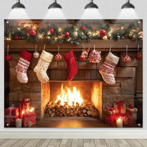 Miniatura 2 de BlissYard Pancarta de Fondo de Navidad de 8 x 6 pies Papá Noel Trineo Reno Feliz Navidad Árbol Muñeco de Nieve Regalos País de las Maravillas