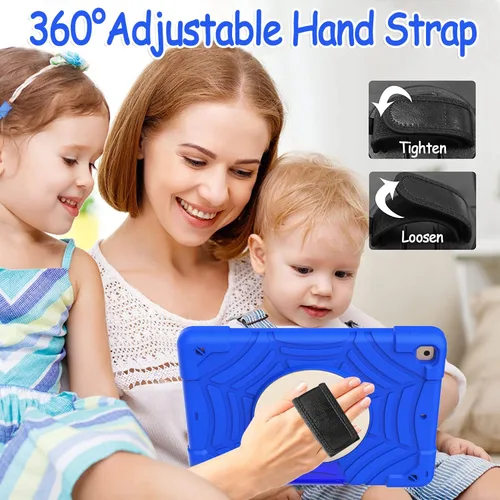 Miniatura 6 de BMOUO Funda para iPad de 9ª/8ª/7ª generación -10.2 pulgadas 2021/2020/2019 con protector de pantalla, soporte giratorio de 360º correa de mano