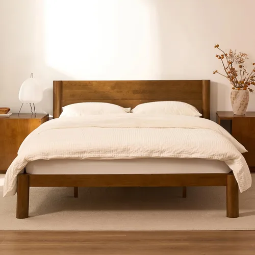 Miniatura 15 de FLEXISPOT Hako - Marco de cama de carpintería japonesa G2, cama de plataforma Queen de madera de caucho maciza, certificado IAS y SGS
