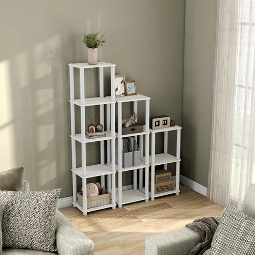 Miniatura 13 de Homes: Inside + Out Apexa Unidades de Estantería Estrecha Moderna de 4 Niveles, Estantes de Exhibición para Coleccionables, Estante de Pie de Fácil