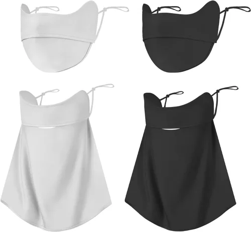 4 máscaras faciales de protección solar UV y polaina para el cuello, cubierta de bufanda UPF50+ transpirable diseño refrescante para actividades al