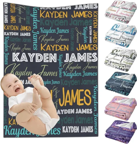 Miniatura 16 de Mantas de bebé personalizadas para niñas y niños, mantas de bebé personalizadas con nombre para niños y niñas, regalos personalizados para bebés