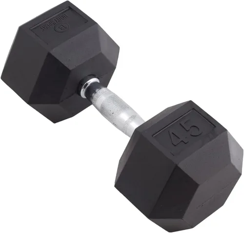 Miniatura 17 de Body Sport Mancuerna hexagonal con revestimiento de goma, individual – Mancuernas para ejercicios – Equipo de entrenamiento de fuerza – Accesorios
