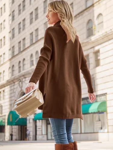 Miniatura 7 de LILLUSORY Women's Turtleneck Oversized Sweaters 2023 Fall Long Batwing Sleeve Spilt Hem Tunic Pullover Sweater Knit Tops