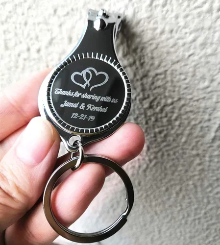 Miniatura 2 de 100 unidades de abrebotellas personalizadas, cortaúñas, llavero versátil y duradero, regalos de fiesta privados personalizados para bodas