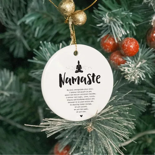 Miniatura 5 de Adornos de Árbol de Navidad de Cerámica Namaste - Decoración para Habitación de Yoga y Meditación, Adornos Colgantes para Regalos de Navidad