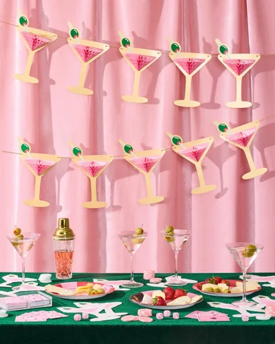 Miniatura 3 de xo, Fetti Cartel de papel de aluminio dorado desplegable 3D de Martini – 5 pies Decoración de despedida de soltera, cartel de fiesta