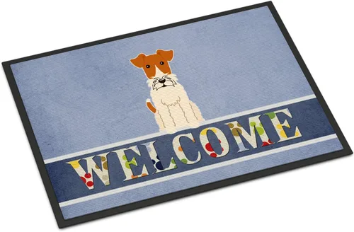 Caroline's Treasures BB5682MAT - Felpudo de bienvenida con alambre Fox Terrier de 18 x 27 pulgadas, para interiores y exteriores, para entrada,