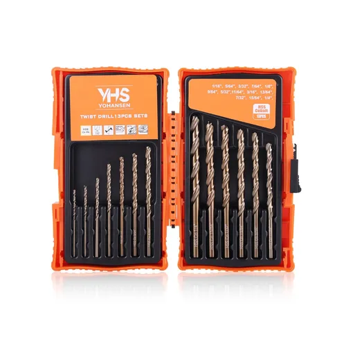 Miniatura 12 de Brocas de cobalto de 1/8 pulgadas (13 unidades), acero de alta velocidad M35, punta de 135 grados, juego de brocas helicoidales de longitud Jobber
