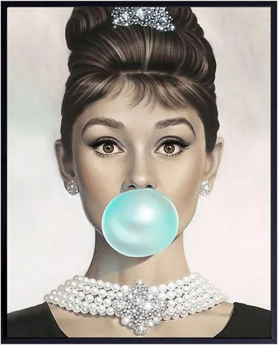 Audrey Hepburn - Arte de pared de Audrey Hepburn azul, Holly Golightly, arte de pared glamoroso, póster de película vintage, regalo para mujeres,