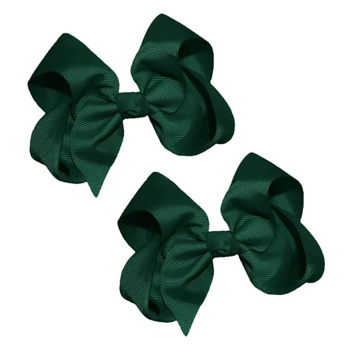 Miniatura 60 de WEBB DIRECT2U Juego de dos lazos para el pelo de grogrén sólido de 4 pulgadas, pinzas de cocodrilo, color verde manzana