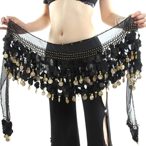 Pañuelo para danza del vientre, falda para danza del vientre, monedas de lentejuelas brillantes, disfraces de bailarina del vientre para mujer