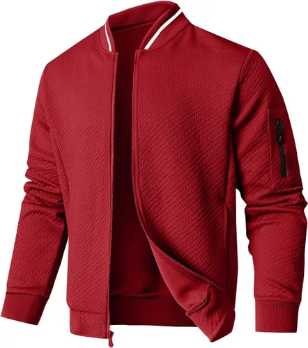 Miniatura 8 de SAVKOOV Chaqueta ligera de ajuste holgado para hombre, chaqueta bomber casual y elegante