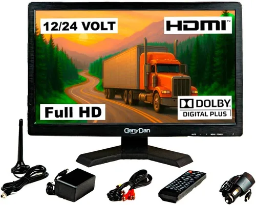 Televisor portátil de 22 pulgadas de 12 V/24 V (Full HD 1080P 60Hz) para camión, RV y campamento – Sintonizador digital ATSC, Dolby Digital Plus,