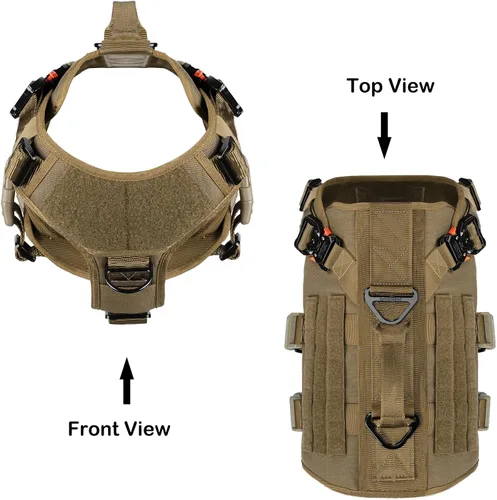 Miniatura 3 de ICEFANG - Arnés táctico para perro con 6 hebillas, chaleco con sistema molle con asa para perro, 3/4 del cuerpo, panel con velcro para parche