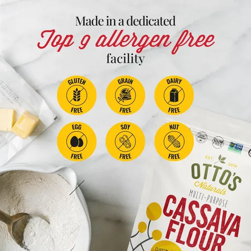 Miniatura 7 de Harina de yuca de Otto's Naturals, sin granos, harina para hornear sin gluten - hecho de raíz 100% de yuca – Certificado Paleo y sustituto de harina