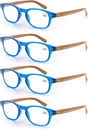 Miniatura 10 de MODFANS Paquete de 4 lentes de lectura 1.0 con bisagras de resorte con aspecto de madera, elegantes lectores para hombres y mujeres Paquete de 4