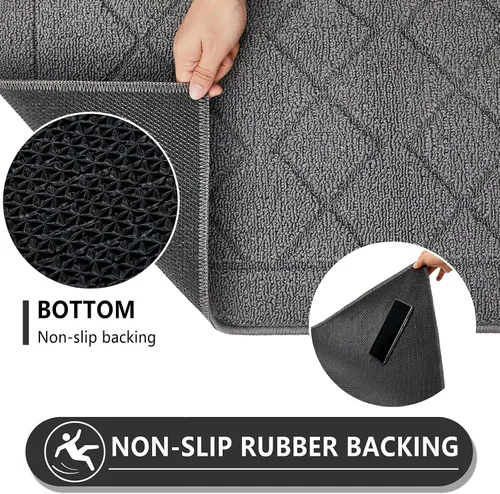 Miniatura 5 de REFETONE Tapete para interiores, tapete para puerta trasera o delantera de 20 x 32 pulgadas, felpudo, parte trasera de goma, antideslizante