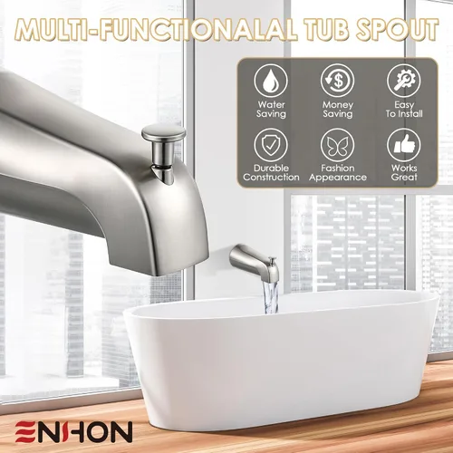 Miniatura 4 de Enhon Boquilla deslizante para bañera con desviador, compatible con la norma estadounidense 8888026.002, grifo de bañera de baño, se adapta a 1/2
