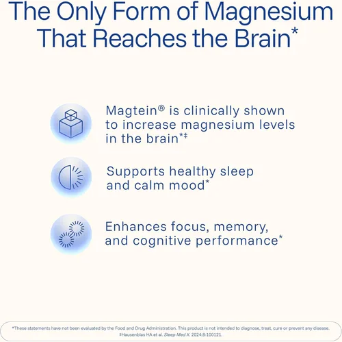 Miniatura 3 de Suplemento de magnesio L-treonato (Magtein), 90 cápsulas Clínicamente apoyado para la salud cerebral Optimiza el aprendizaje, la memoria