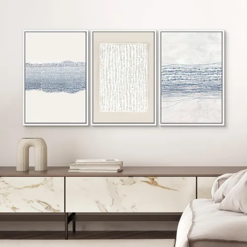 Miniatura 250 de SIGNWIN Lienzo enmarcado para pared, arte con pinceladas de flujo neutro en tonos beige abstractos, ilustraciones, arte moderno, decorativo