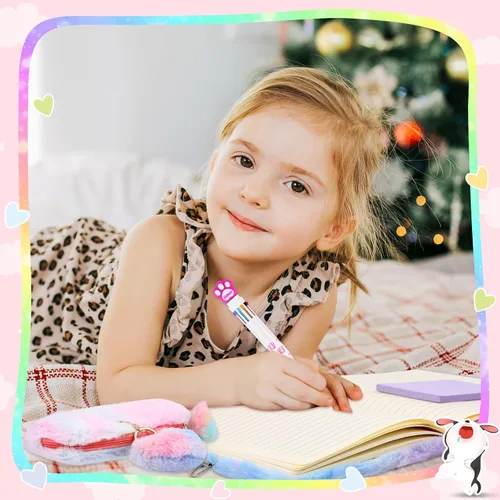 Miniatura 5 de Juego de cuadernos de peluche con diseño de arcoíris, cuaderno esponjoso para niñas, diario privado bordado, bloc de notas con candado, bolígrafo
