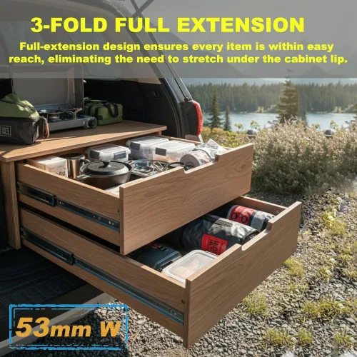 Miniatura 6 de Rieles de cajón resistentes de 12 pulgadas, 1 par, capacidad de carga de 100 libras, montaje lateral, extensión completa, rodamiento de bolas