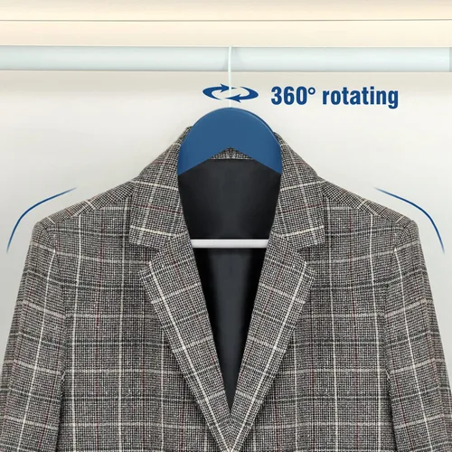 Miniatura 3 de TOPIA HANGER Perchas de madera premium con barra antideslizante para pantalones, gancho giratorio de 360° y muescas para hombros, paquete de 16