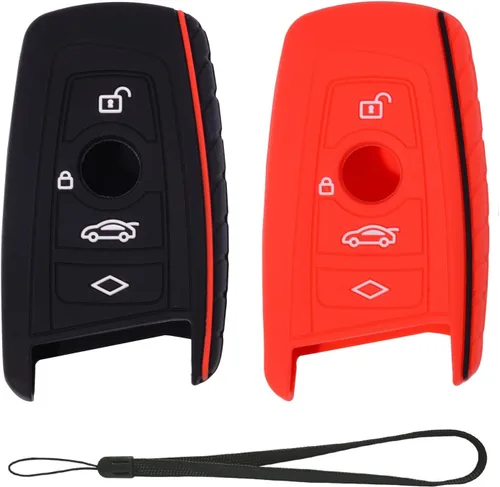 Miniatura 7 de Funda protectora de silicona compatible con BMW Trapezoid Style Key FOB - 3 botones y correa para la muñeca - Comprueba la configuración