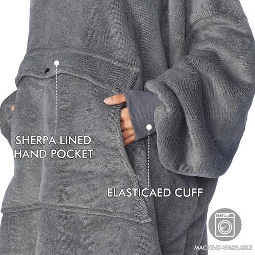 Miniatura 4 de Manta sudadera de tamaño grande de sherpa con capucha, cómoda, regalo para adultos, hombres, mujeres, adolescentes, esposa, novia
