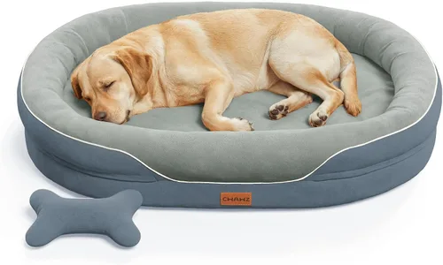 Miniatura 15 de CWAWZ Cama ortopédica XL para perro, cama extragrande para perros, sofá para perros de gran tamaño con refuerzos envolventes completos, cama Gris