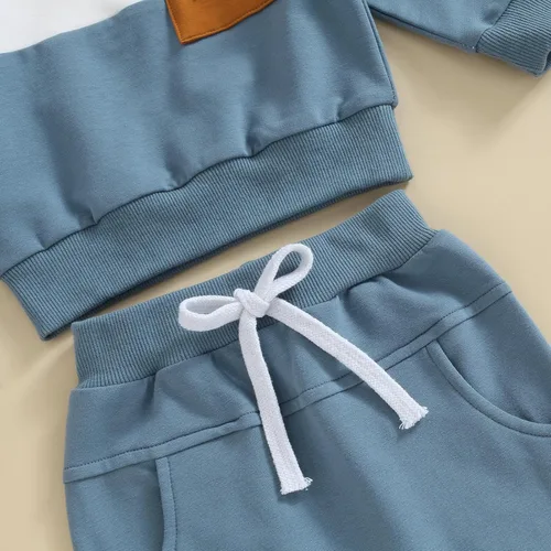 Miniatura 63 de Conjunto de sudadera de manga larga con cuello redondo y pantalones deportivos para bebés, ropa de invierno para bebé
