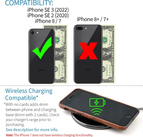 Miniatura 2 de Dockem Funda tipo cartera para iPhone SE 3 (2022), iPhone SE 2020, iPhone 8/7: piel sintética suave de alta calidad con 2 ranuras para tarjetas