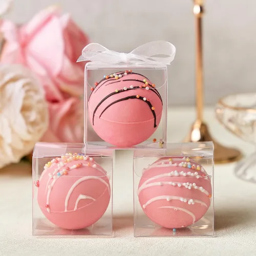 Miniatura 4 de Paquete de 100 cajas de regalo transparentes de 2 x 2 x 2 pulgadas con cintas, mini cajas transparentes para dulces y bombas de chocolate, caja
