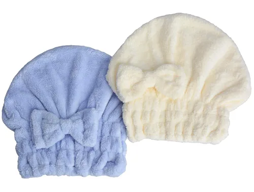 Miniatura 8 de Toallas de microfibra para secar el cabello con gorro de ducha con nudo de lazo, turbante para el cabello, gorro de baño para cabello rizado, corto