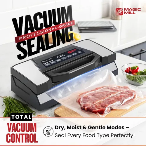 Miniatura 2 de Magic Mill Máquina selladora al vacío profesional profesional con nuevo mango de patente MVS-5181 para bolsas de alimentos, cuencos marinados