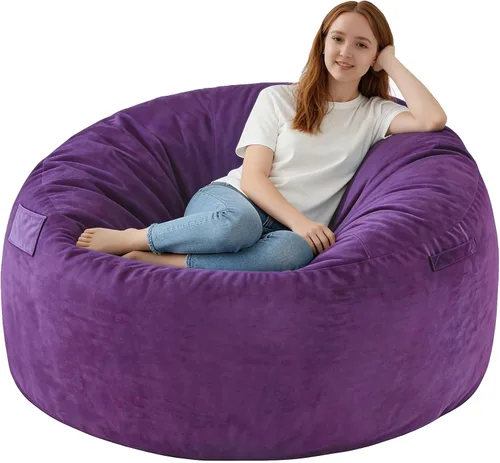 Miniatura 68 de Silla de Puf de 3 Pies, Sillas de Puf Cómodas con Relleno de Espuma Viscoelástica, Sofá de Puf Esponjoso con Funda de Terciopelo Holandés, Sillas